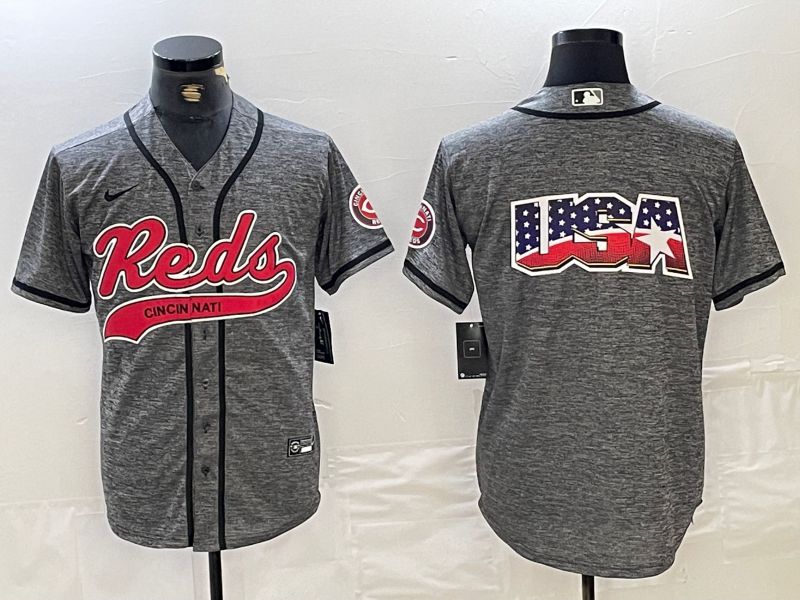 Men Cincinnati Reds Blank Grey Jointly 2024 Nike MLB Jersey style 3->texas rangers->MLB Jersey